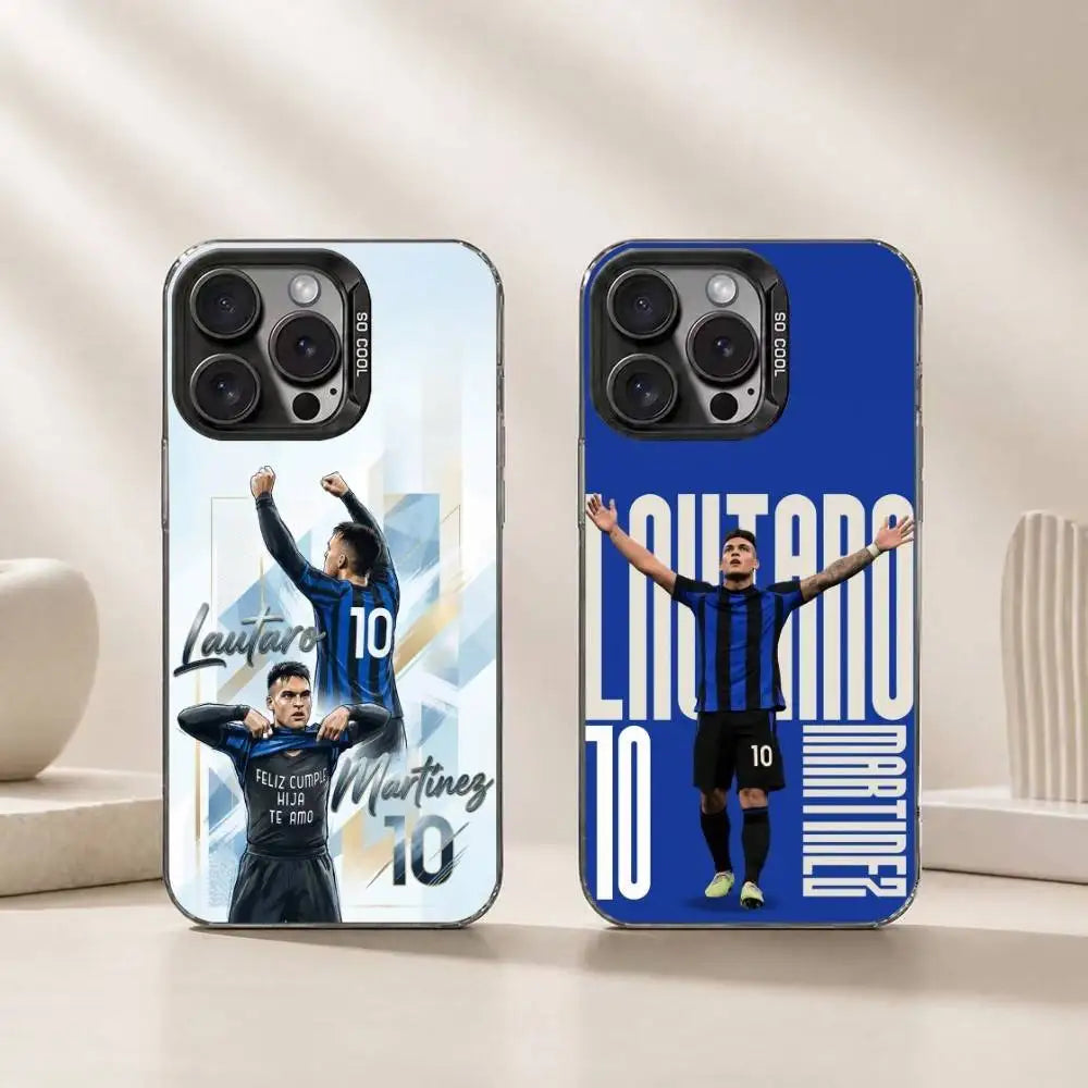Football Star L-Lautaro Martinez Phone Case For iPhone 17,16,15,14,13,12,11 Plus,Pro Max,XS,Colored Silver Plated Inside Cover