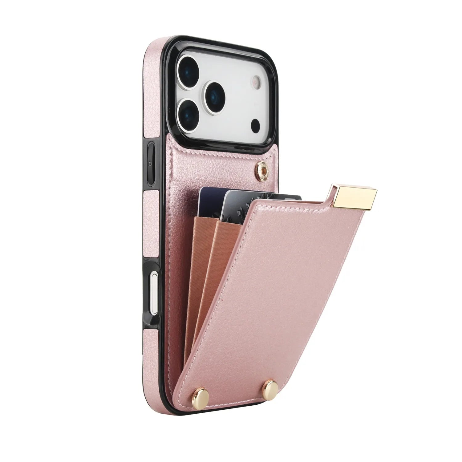 Two Layer Card Pockets Hardware Buckle Leather Case For iPhone 17 11 12 13 14 15 16 Pro Max XR X XS 7 8 Plus 16e 17 Air Cover