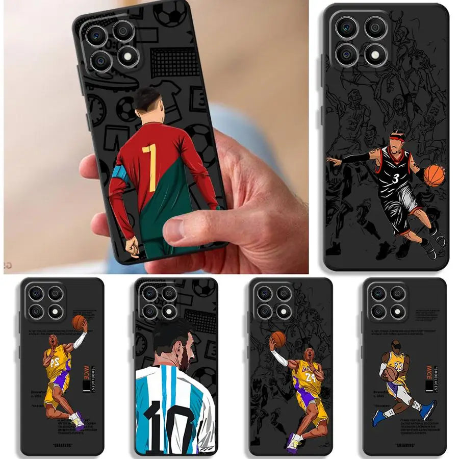 Football Number Black Soft Phone Cover Case for Honor X6 200 400 Lite X9a X8 8X X5b 70 90 X7 Magic5Lite