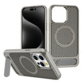 Luxury Cooling Stand Magnetic Phone Case For iPhone 15 14 13 11 12 16 Pro Max Heat Dissipation Plain Color Shockproof Back Cover