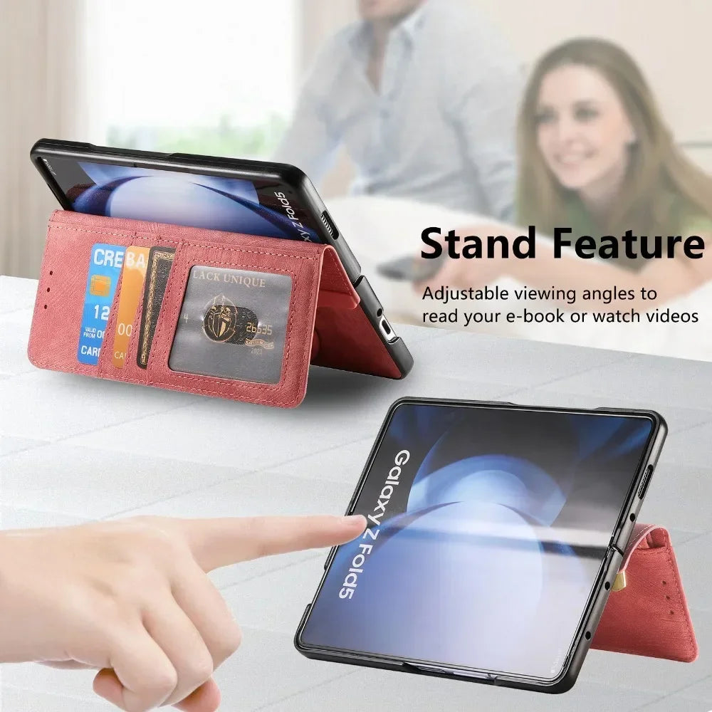 2 in 1 Detachable Zipper Cards Solt Wallet Phone Case for Samsung Galaxy Z Fold 7 6 5 4 3 Fold7 Fold6 Fold5 Fold4 Leather Cover