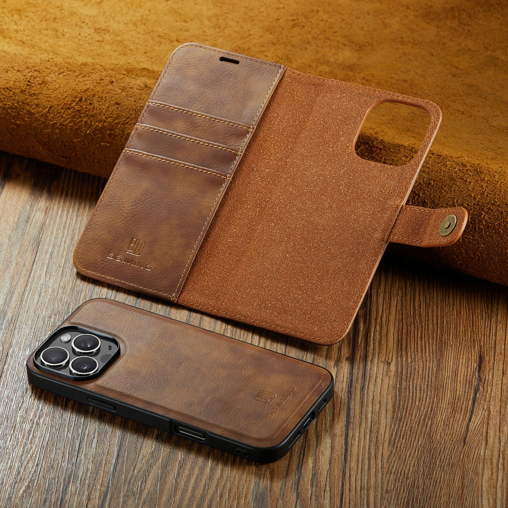For iPhone 17 16e 15 14 Plus 13 12 11 Pro Max XS XR X SE 2022 8 7 Magnetic Wallet Card Back Cover 2 in 1 Flip Leather Phone Case