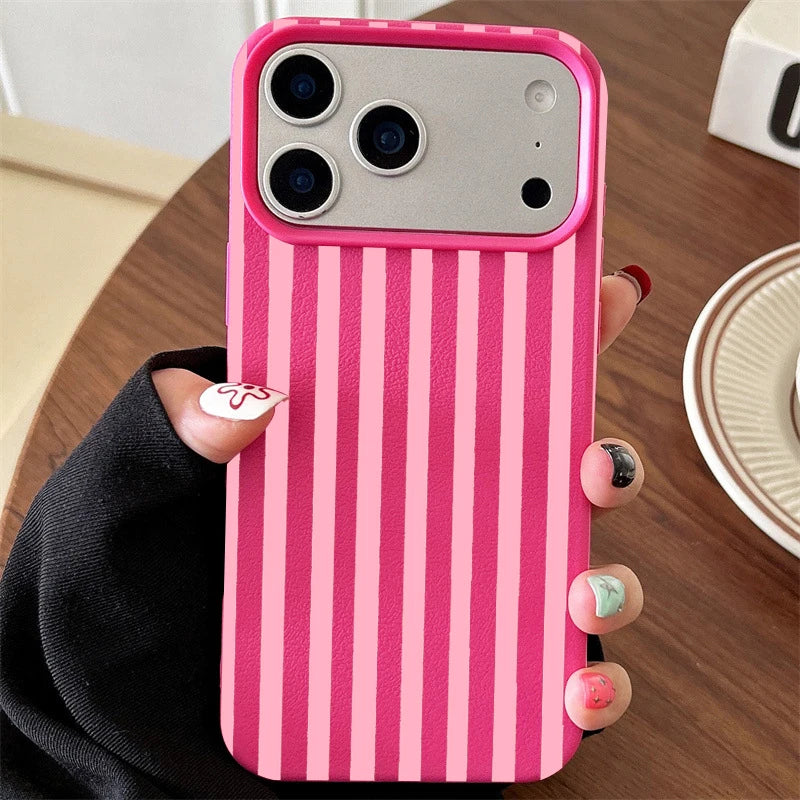 Minimalist INS Phone Case For iPhone 17 16 15 Pro Max XS X XR 7 8 Plus 16E 16 17 13 14 12 11 Pro Colorful Striped Couple Cover