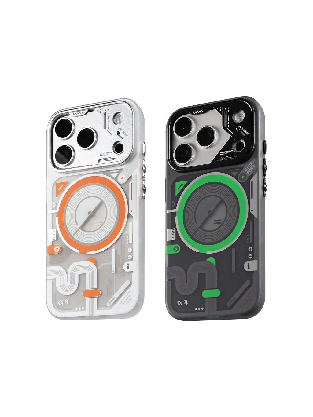 Wakcas Color Blocking Mechanical Phone Case for iPhone 17/17 ProMax Frosted Protective Case Magnetic Suction Original Phone Case