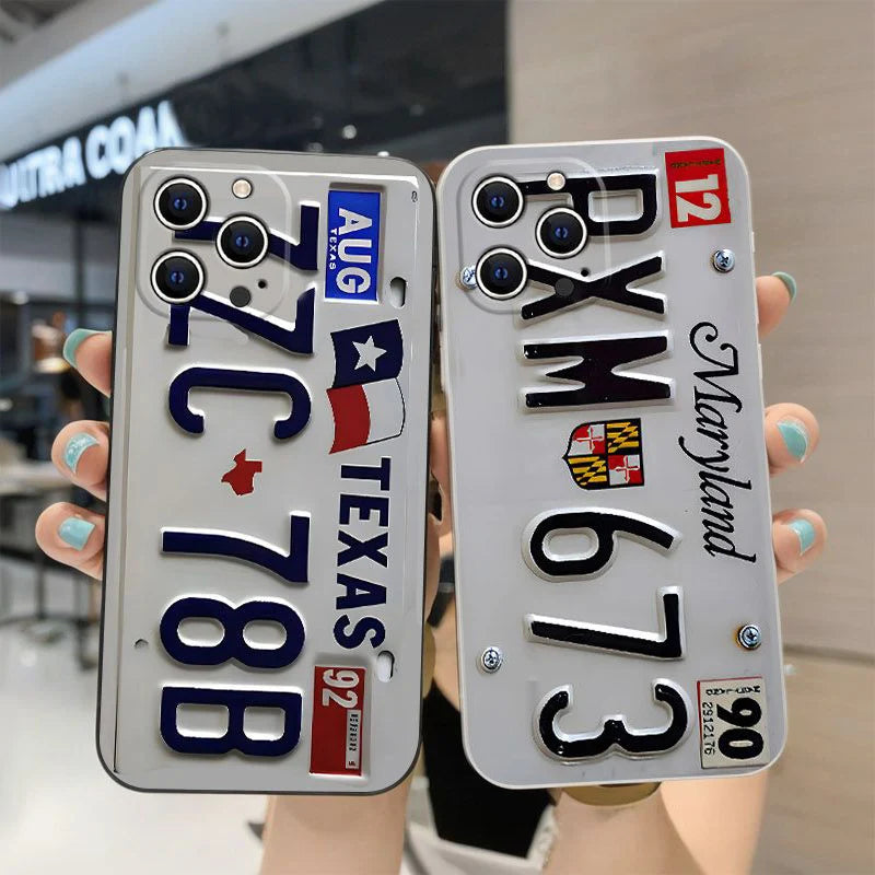 USA License Plate Style Phone Case for iPhone 17 ProMax 16 Pro Max 15 Plus 14 13 Mini 12 11 SE 16E AIR Vintage Retro Phone Cover