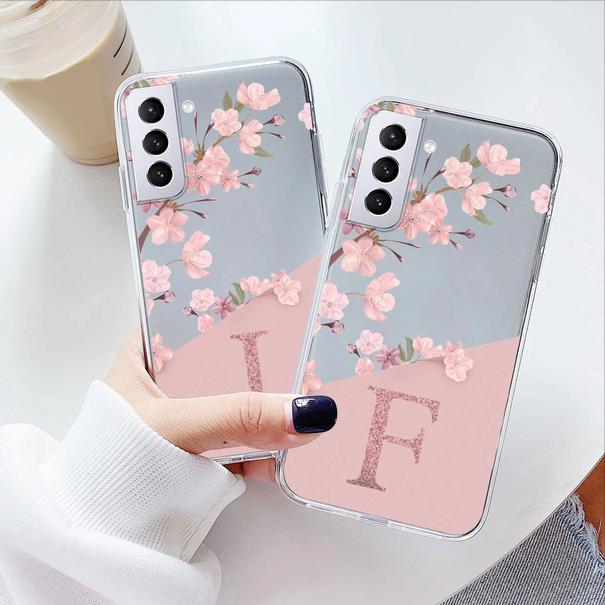 For Samsung Galaxy S21 S23 FE Plus Ultra Phone Case Soft Slim Luxury A-Z Letters Back Cover Funda Clear Bumper Transparent Shell