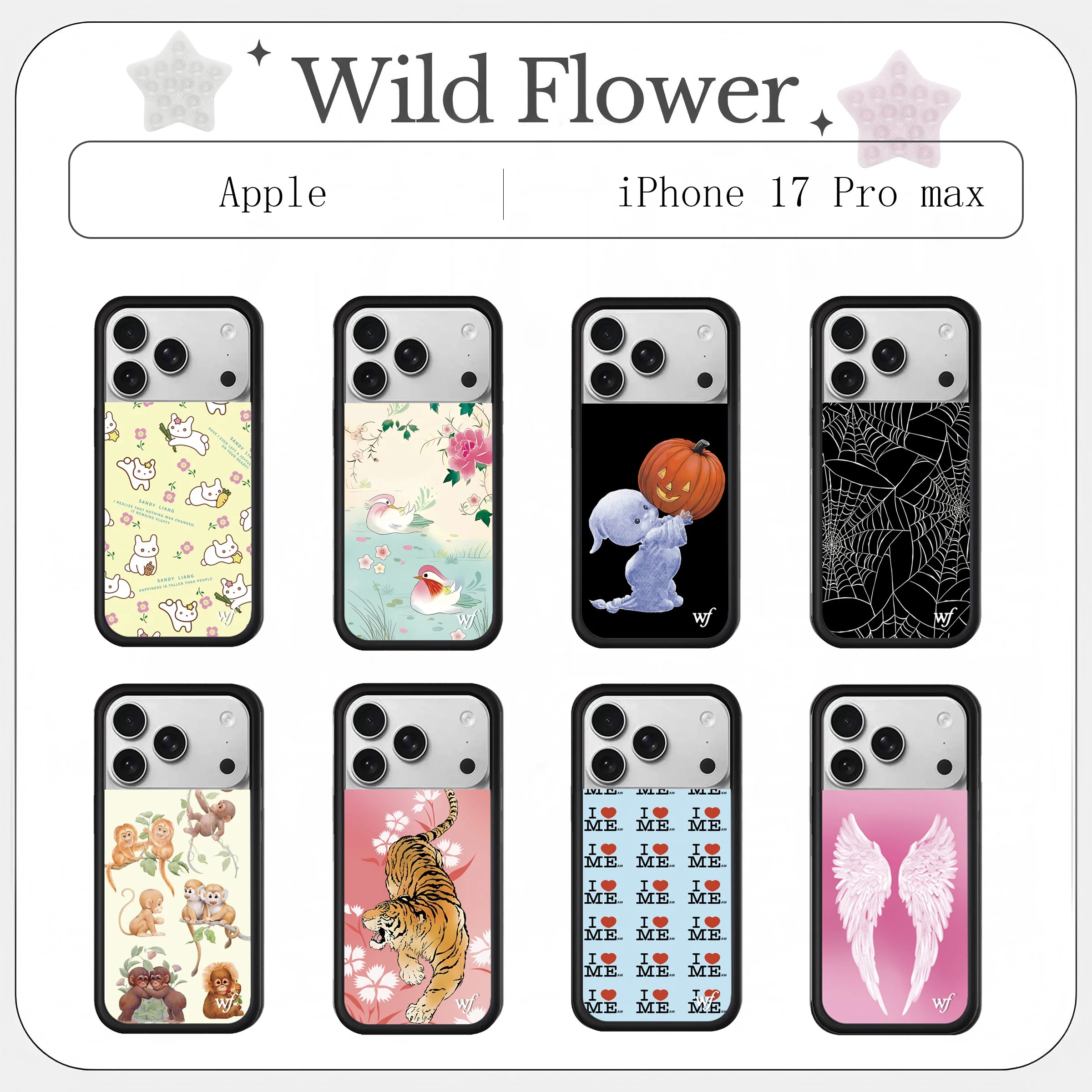 New Wildflower 3D WF Animal Phone Case for iPhone 17 12 13 14 15 16 17Pro Max Plus Lips INS Cartoon Cover Rabbit 17 Pro