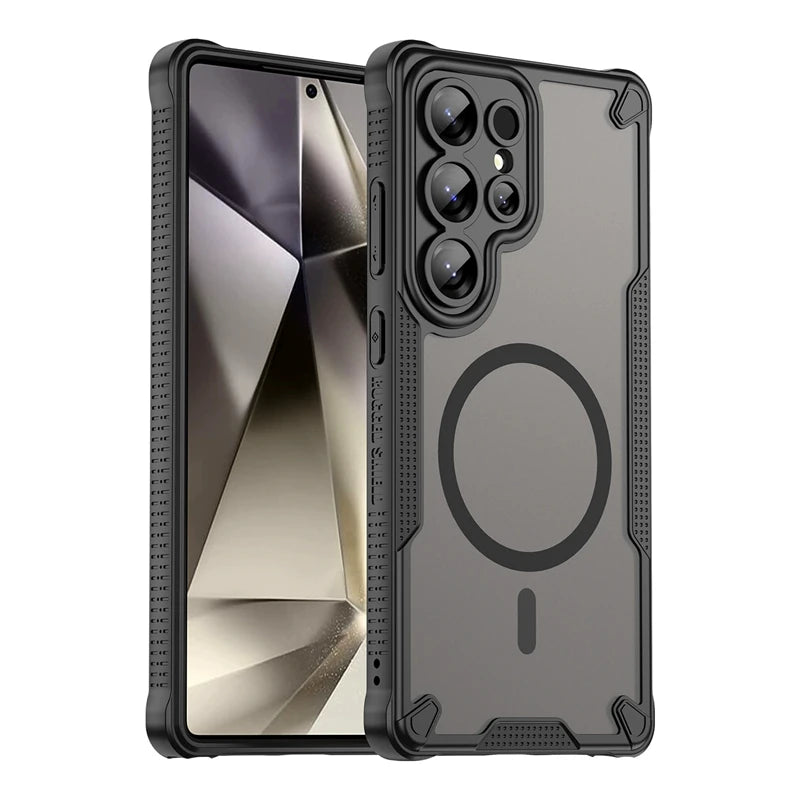 Matte Translucent Magnetic Case for Samsung Galaxy S26 S25 Ultra S24 FE S23 S22 Plus S26Ultra Magsafe Mac Safe Armor Phone Cover