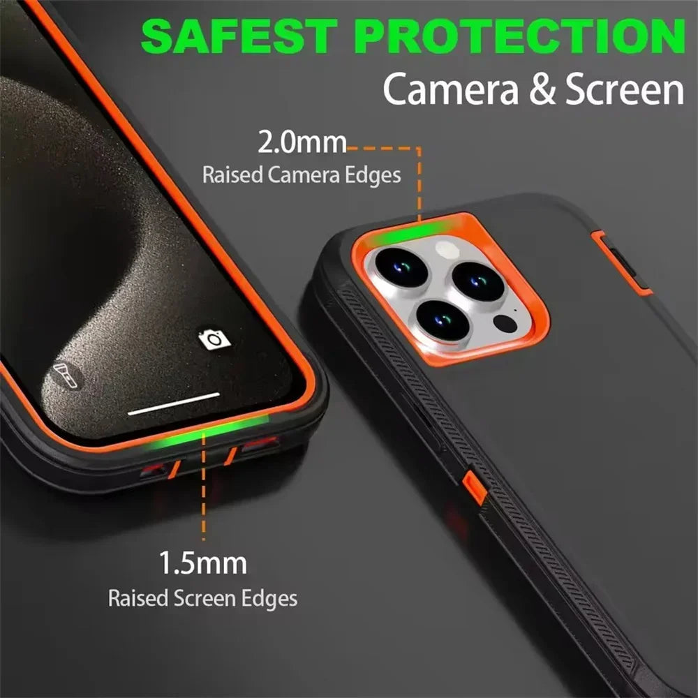 Premium 3IN1 Heavy Duty Ott Anti-Drop Phone Case For IPhone 17 16E 15 14 Plus 13 12 11 Pro Max Box Shockproof Protection Cover
