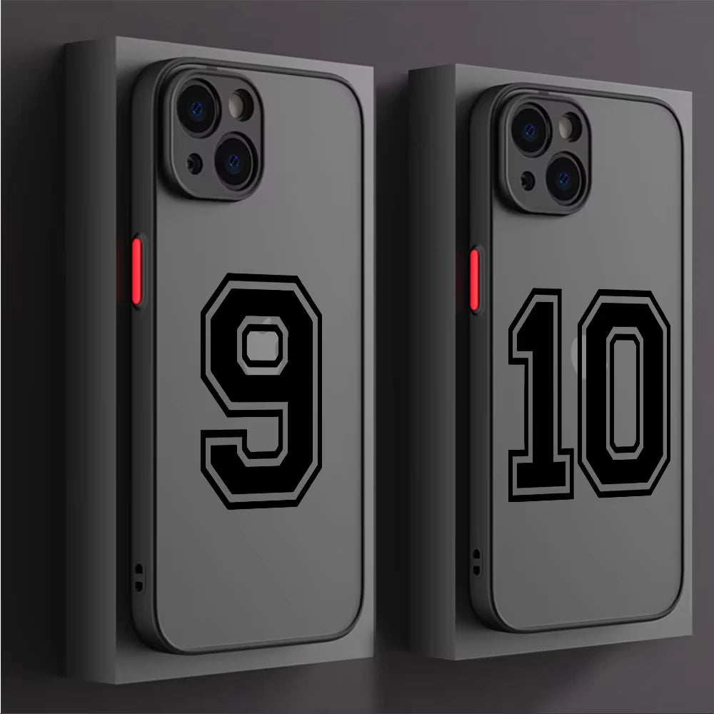 Case for iPhone 17 16 15 14 13 12 11 Pro Max X XS Max XR 17 Air Matte Cover Football Star Numbers Line Back Luxury
