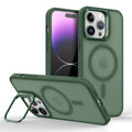 Magnetic Metal Lens Stand Holder Case For iPhone 12 11 Pro Max 12 Mini 12Pro 11Pro Magsafe Matte Skin Wireless Charging Cover