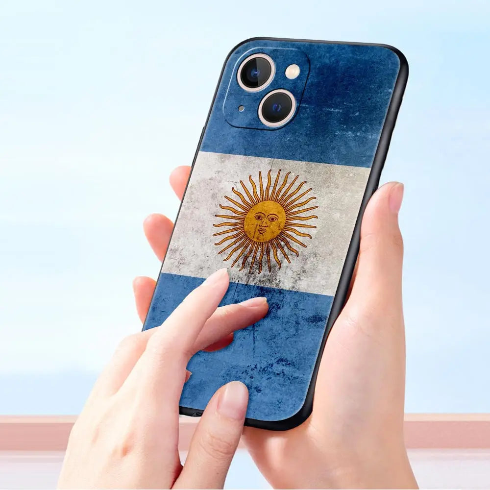 Luxury Phone Case For iPhone 11 12 13 15 16 14 Pro Max X XR XS 7 8 Plus 2020 Black Soft Cover Funda Argentina Flag Soccer 10