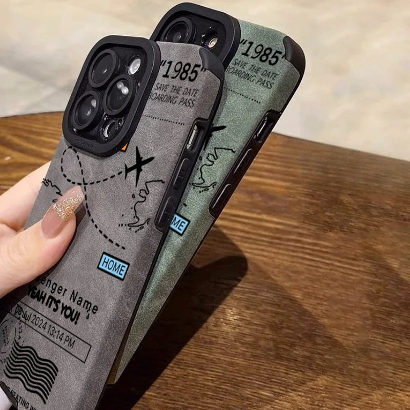 Airplane Flight Route Design Phone Case for iPhone 17 Air 16 15 14 13 12 11 Pro Max 7 Plus XS Max Shockproof Silicone Soft Cover