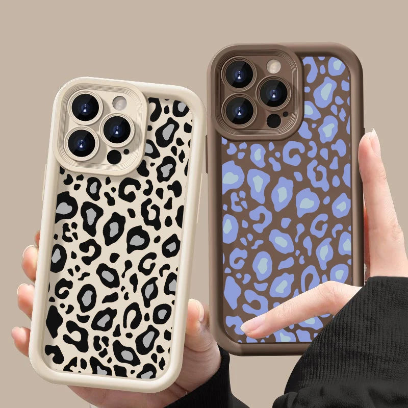 Leopard Patterned Case For iPhone 16 Pro Max Shockproof Bumper Phone Cover Coque For iPhone 14 15 Pro Max 13 12 11 16e 17 Air