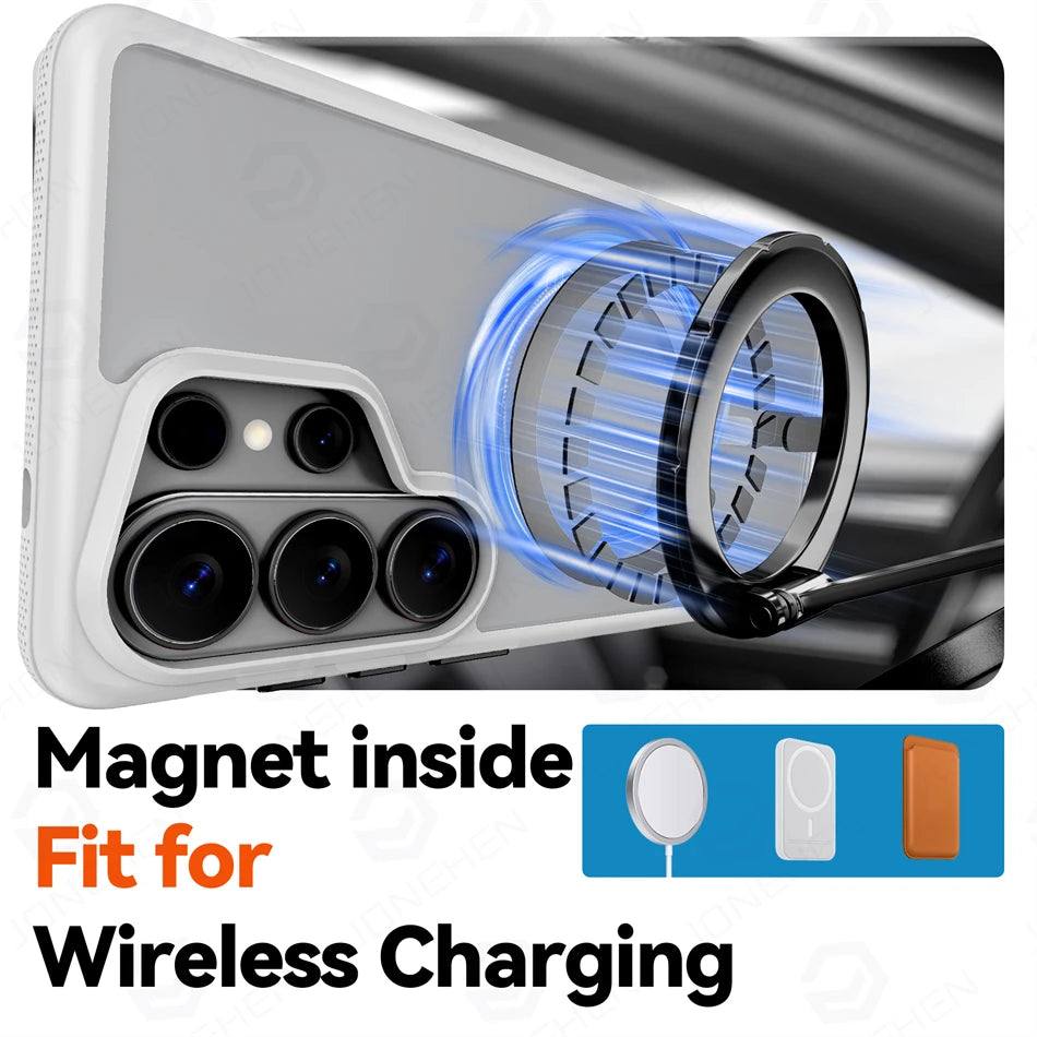 For Samsung Galaxy S26 Ultra S26 Plus Matte Translucent Magnetic Case Shockproof Hybrid Armor For Magsafe Wireless Charge Cover