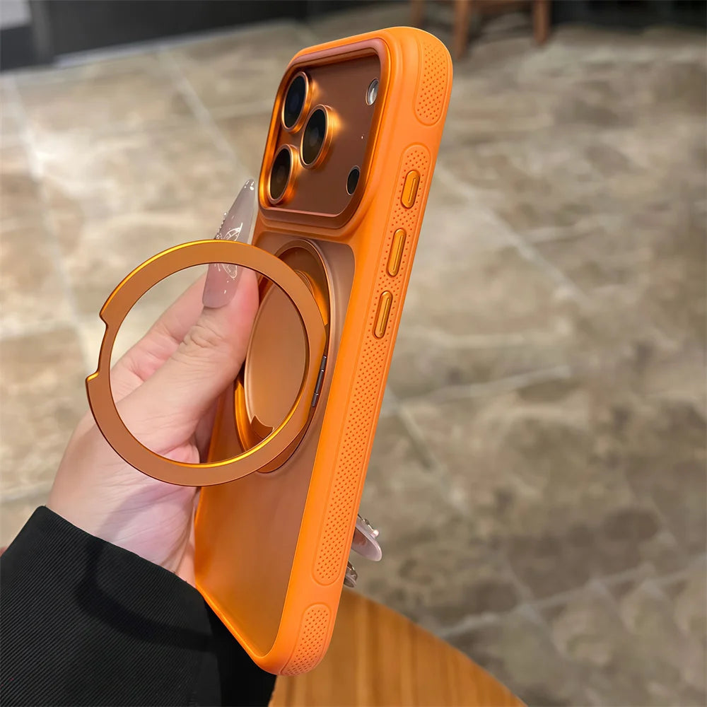 Luxury Magnet Ring Rotating Folding Magnetic Stand Phone Case For iPhone 17 16 15 14 13 Pro Max Air Anti-slip Frame Armor Cover