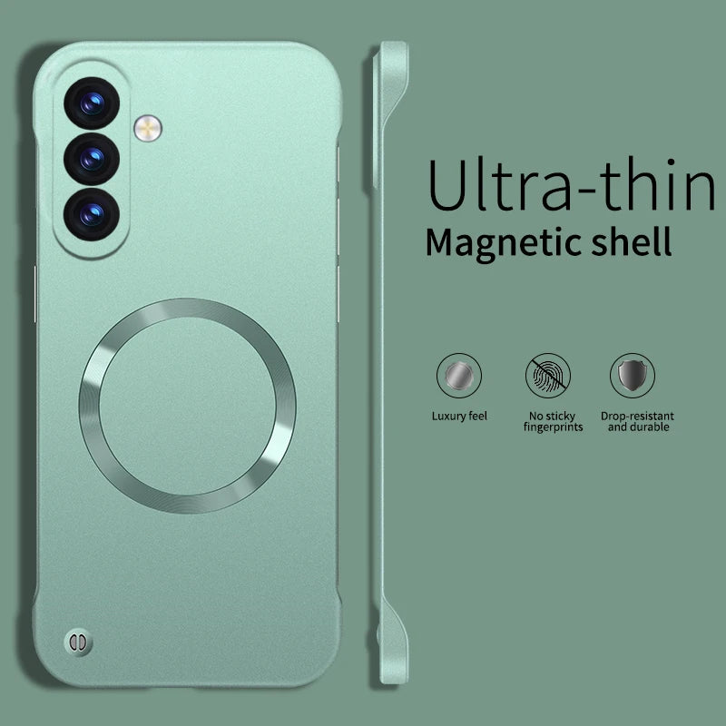 Ultra Thin Matte Metal PC Hard Frameless Magnetic Case For Samsung S26 S25 Edge S24 S23 S22 Ultra Plus FE A57 A37 A17 A56 Cover