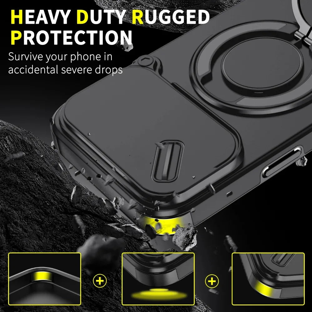 Slide Camera Protection for Magsafe Magnetic Wireless Charging Armor Case for IPhone 17 Air 16 15 Plus 14 13 12 11 Pro Max Cover