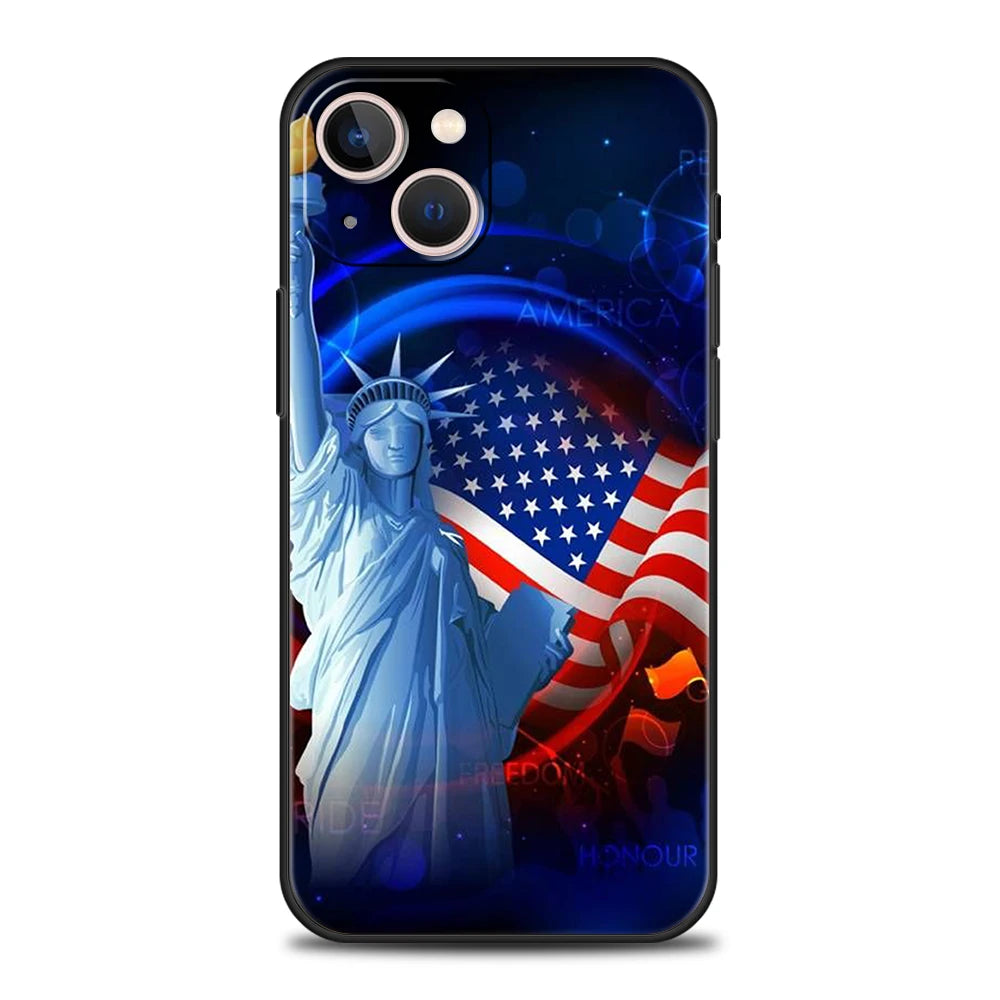 American United States Flag Phone Case Cover for iPhone 16 15 14 13 12 Pro Max XR XS 11 7 8 Plus Shockproof Silicone Soft Shell