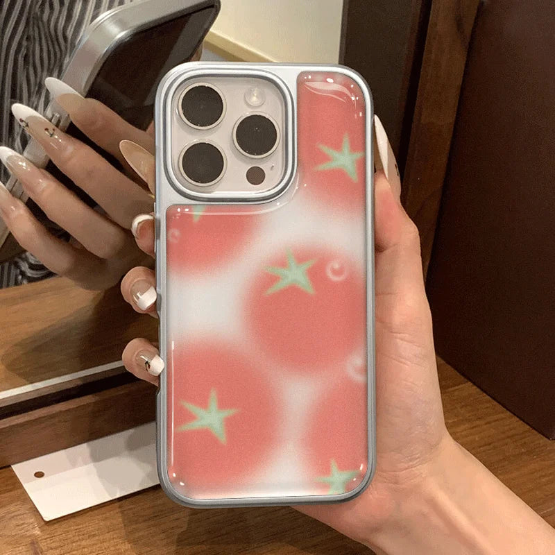 INS Cute Gradient Tomato Phone Case for iPhone 17 17e 16e 16 15 14 13 12 11 Air Pro Max X XR XSMAX 8 7 Plus Luxury Clear Soft