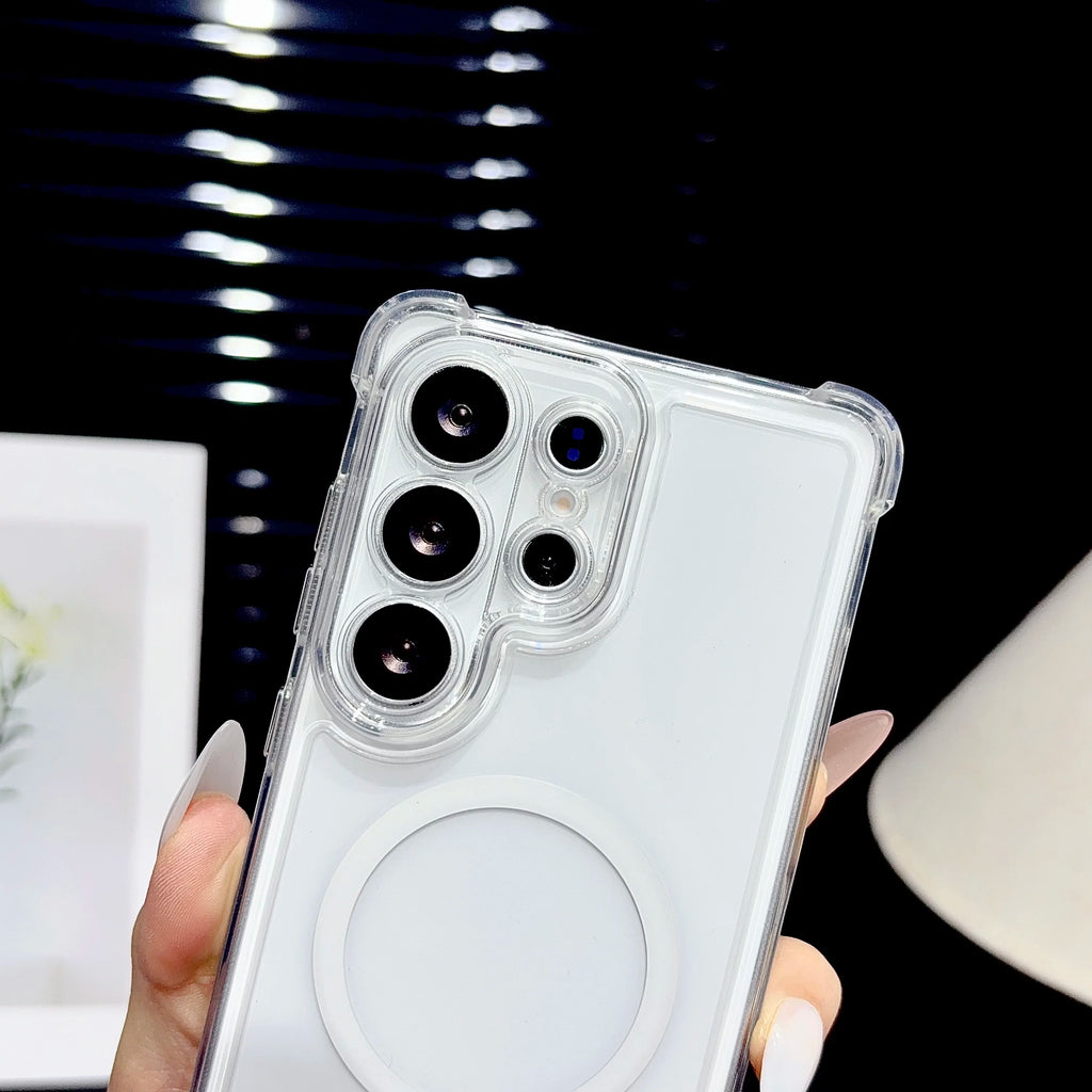 For Magsafe Case Samsung Galaxy S26 S25 S24 S23 S21 S20 FE S22 Note20 Ultra 10 Plus Magnetic Transparent Shockproof Cover