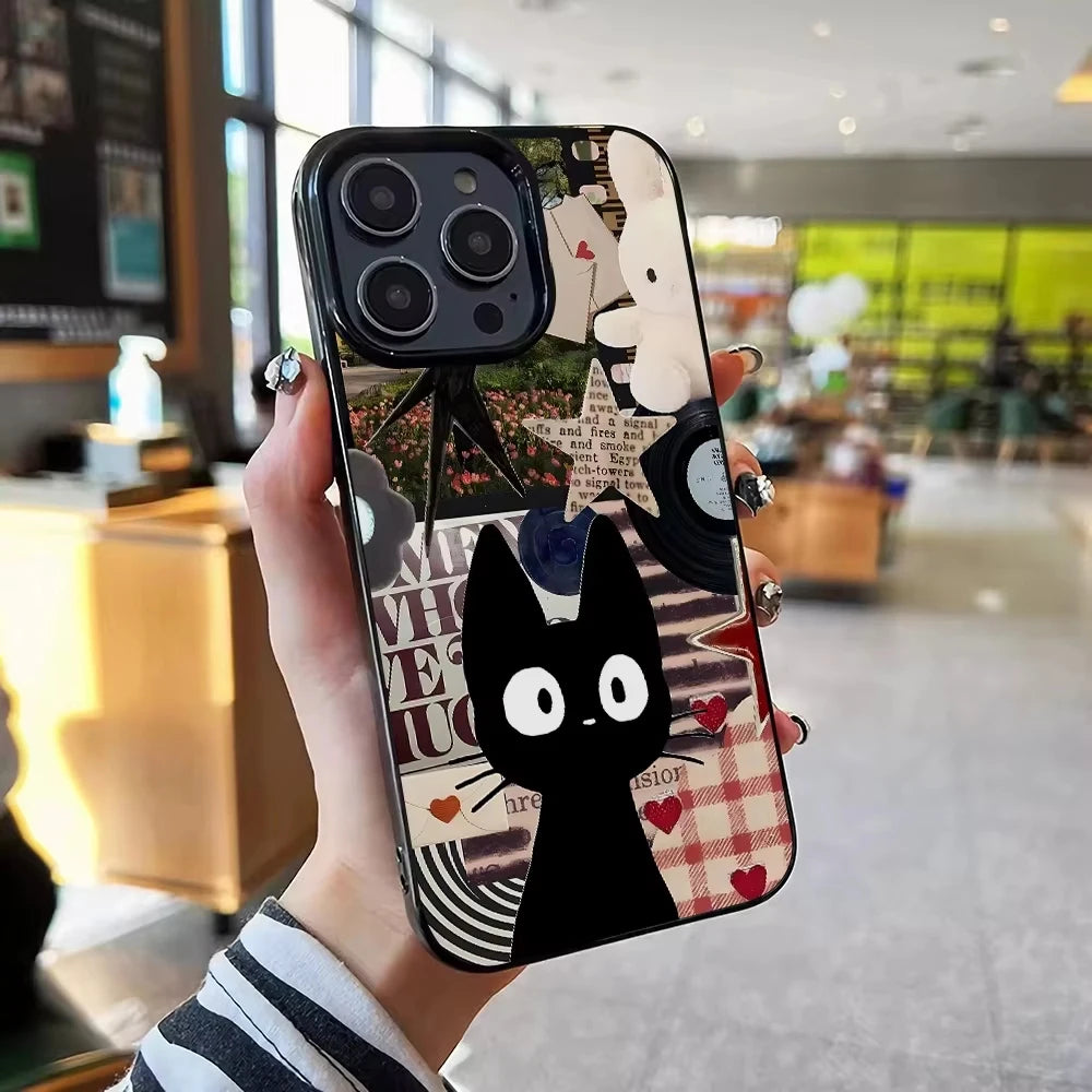 Graffiti Black Cat Pattern Phone Case For iPhone 17 Air 16 Pro Max 15 14 Plus 13 12 Mini 11 Pro Shockproof Silicone Back Cover