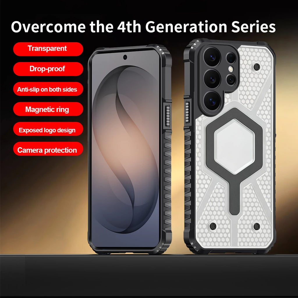 Military Armor Clear Magnetic Bumper Case For Samsung S26 Plus S25 S24 S23 FE Ultra A57 A17 A56 A36 A16 Rugged Protection Cover