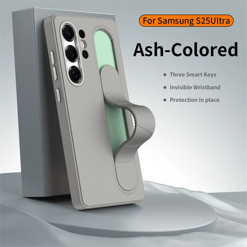 For Samsung Galaxy S24 Ultra S25 Ultra S23 Plus S26 S22 Smart Silicone Wristband Phone Case Multifunctional TPU Protective Cover