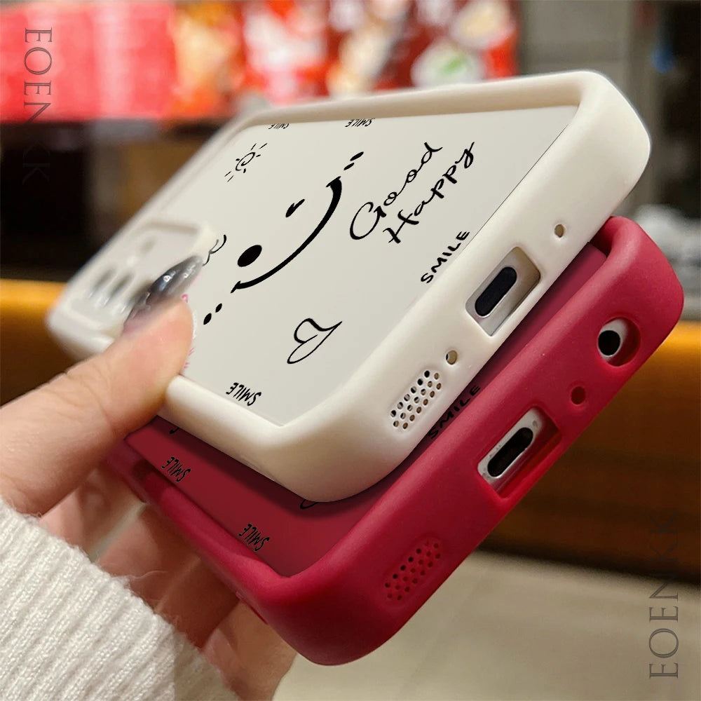 Luxury Smiling Face Phone Case For Samsung Galaxy S25 S22 S21 S23 S20 S24 FE A35 A25 A55 Note 20 Plus Ultra Silicone Soft Cover