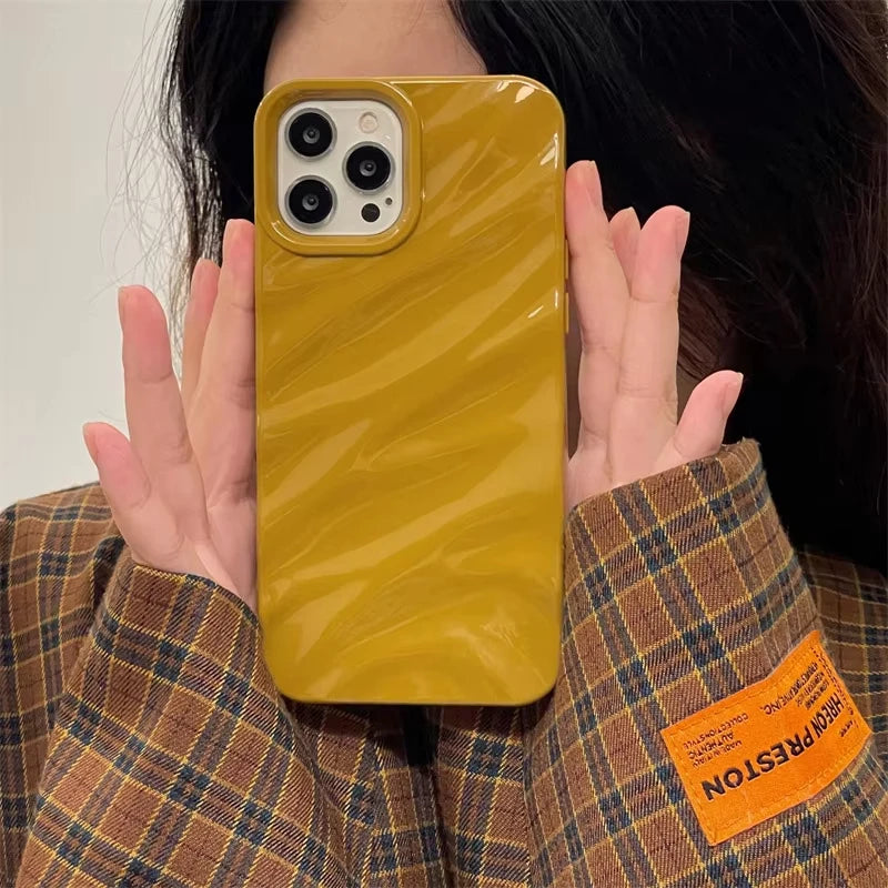 Fashion Soft Water Ripple Wavy Phone Case For iPhone Air 17 16 15 14 13 11 12 Pro Max Shockproof Protective Soft Silicone Cover