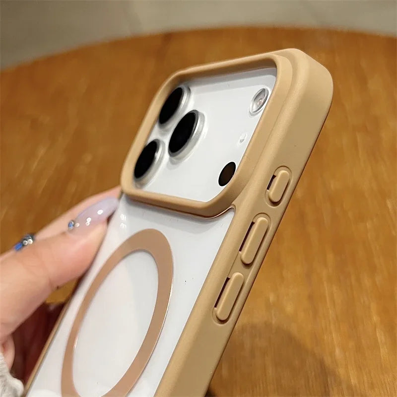 Luxury For Magsafe Magnetic Wireless Charge Case For iPhone 17 Air 11 12 13 14 15 16 17 Pro Max Plus Transparent Hard Back Cover