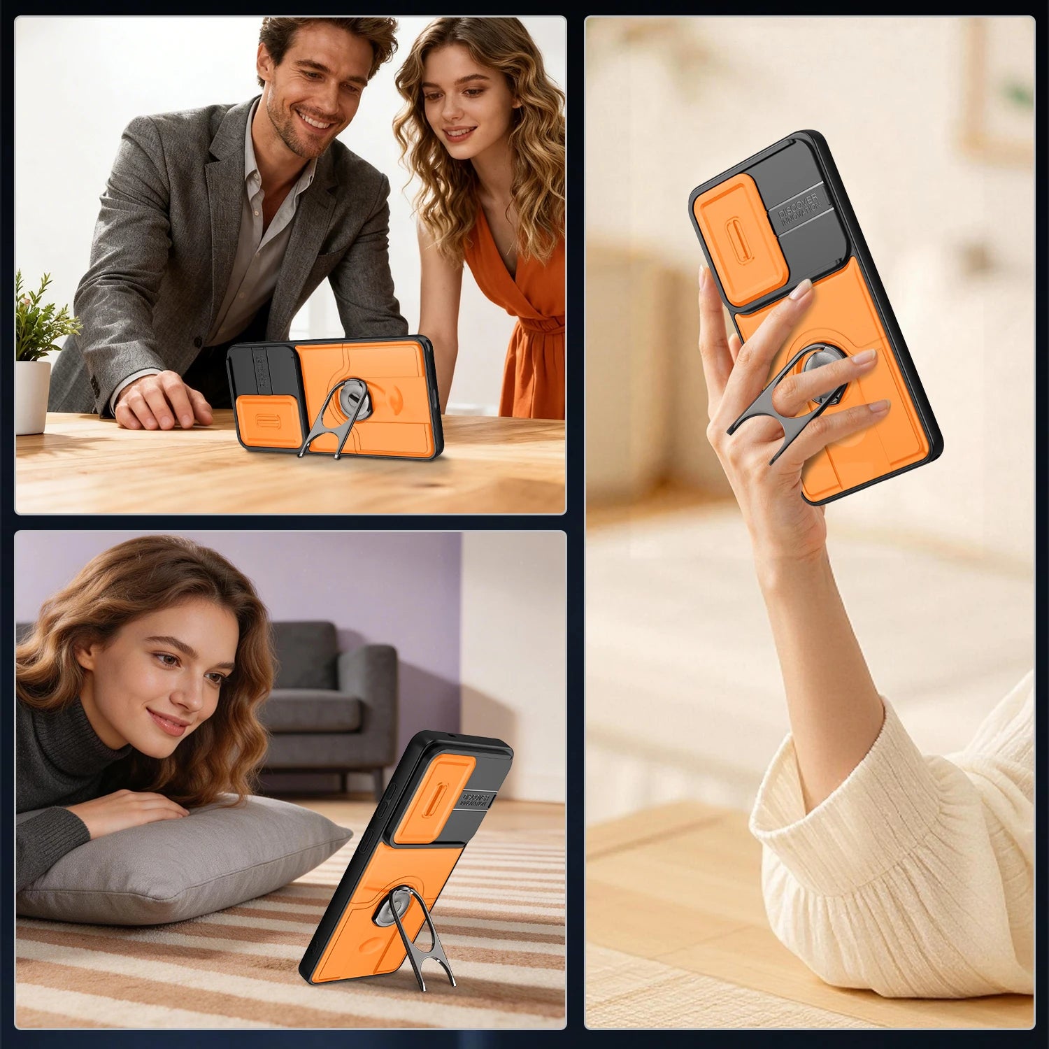 Case For Samsung Galaxy A37 A57 A56 A36 A26 A16 A55 A35 A25 A17 A07 A05 A53 5G Slide Camera Protect Magnetic holder Armor Cover
