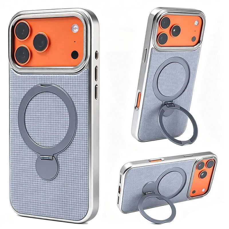 High Quality Original Technology Woven Case For Phone17Pro 17 Pro Max Magnetic 360° Rotating Stand Phone Cover