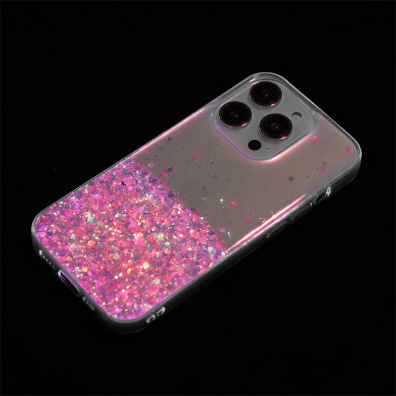 Glitter Night Glowing TPU Soft Case for IPhone Air 17 16 15 13 12 11 Pro Max 14 Plus 17Pro 16Pro I Phone Liquid Quicksand Cover