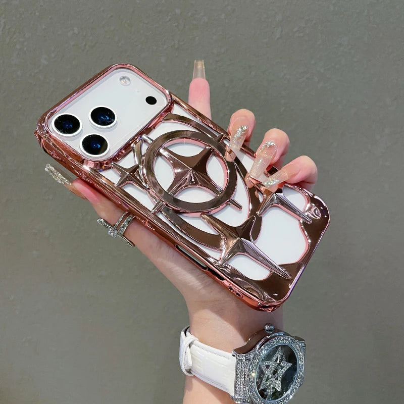 For Magsafe Magnetic Solid Color Plating Hollow Heat Dissipation Phone Case For iPhone 17 Pro Max 17 Air 15 12 13 14 16 Pro Max