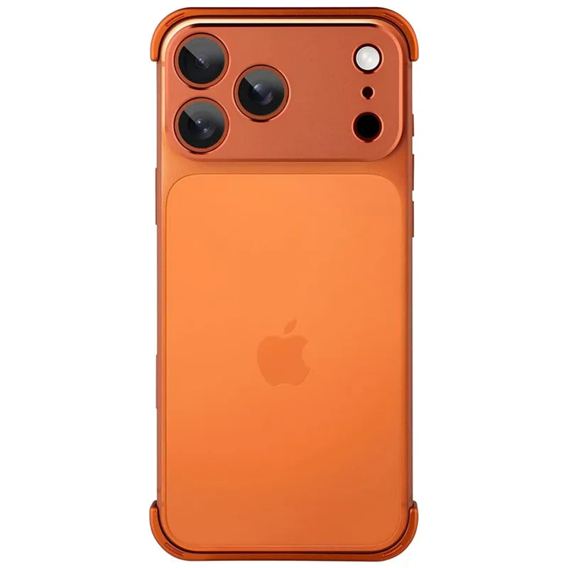 Orange Metal Frameless Bumper Case for IPhone 17 Air 16 15 14 13 12 Pro Max Plus 17Air 17Pro Camera Lens Protection Corner Cover