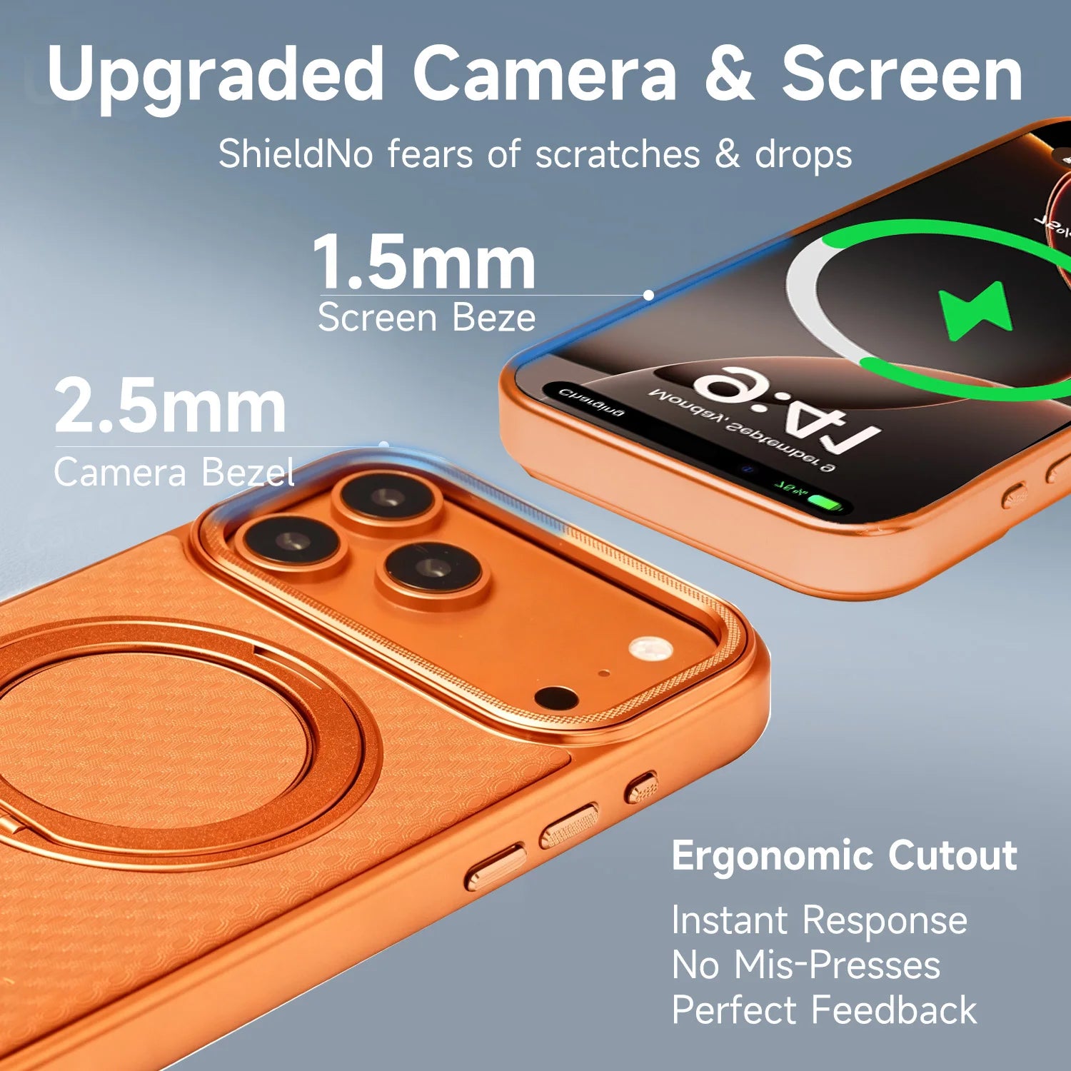 High Quality Texture360 Pivot Phone Case for IPhone17pro 17 ProMax Magnetic Ring Stand Wireless Charging Cover