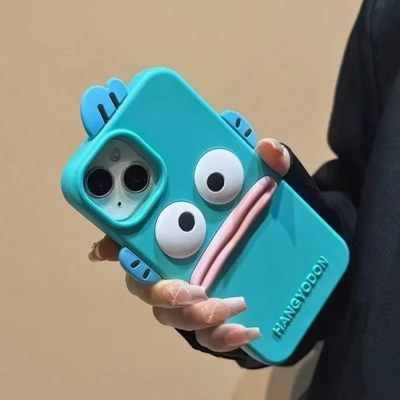 Hangyodon Fish 3D Cartoon Silicone Case for iPhone 17 Pro Max 16 15 14 Pro 13 Kawaii Soft Anime Design Rubber Cover