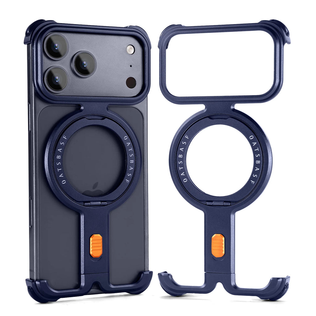 Eary for iPhone 17 Pro Max 17 Pro Phone Case Magnetic 360°Rotation Stand Frameless Shell for Magsafe Shockproof Protector Cover