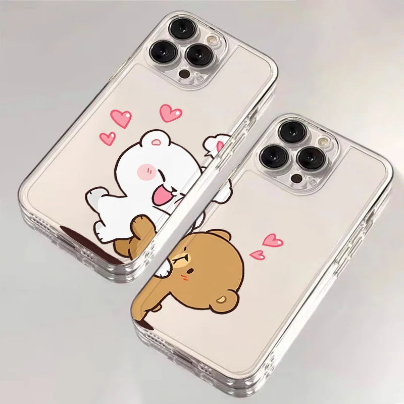 Cartoon Fun Matching Couple Case for Apple iPhone 16e 7 8 SE XR 13 12 11 Pro Max 15 14 16 Plus XS Clear Soft