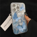 Fashion Laser Blue Butterfly Case For Samsung Galaxy A57 A37 A17 A56 A55 A36 A26 A16 A15 A54 A53 A52 A33 A32 A23 A24 A07 A06 A05