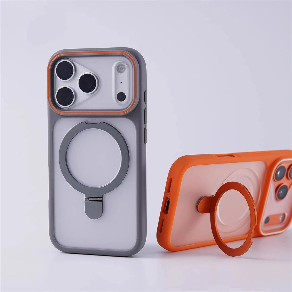 Matte Translucence Magnetic Ring Stand Bumper Case For iPhone 17 Pro Max 16 15 Plus 14 13 12 For Magsafe Shockproof Holder Cover