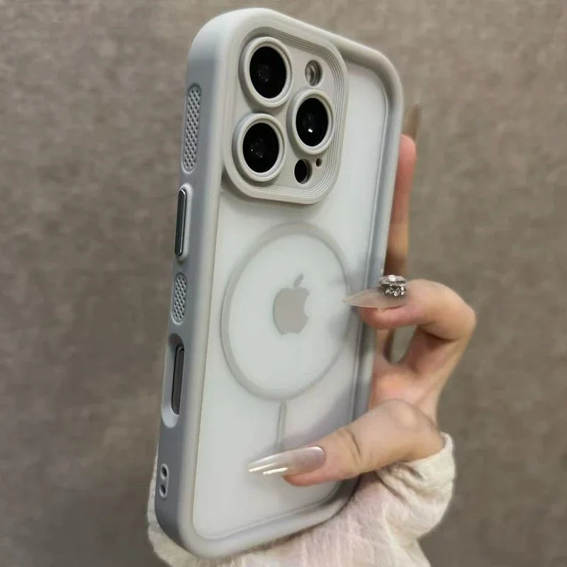 Trendy 2 in 1 Skin Feel Case for iPhone 17 Air 16 15 14 12 13 Pro Max For MagSafe Wireless Charging Shockproof Protection Funda