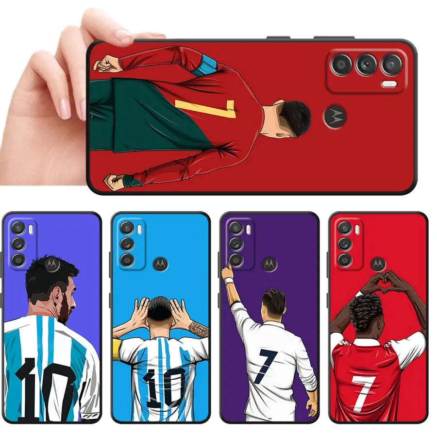 Football Star Numbers Phone Case for Motorola Moto G73 G60 G22 G71 G52 G53 Edge 40 30Pro 20 G50 G30 G72 G51 Soft Cover