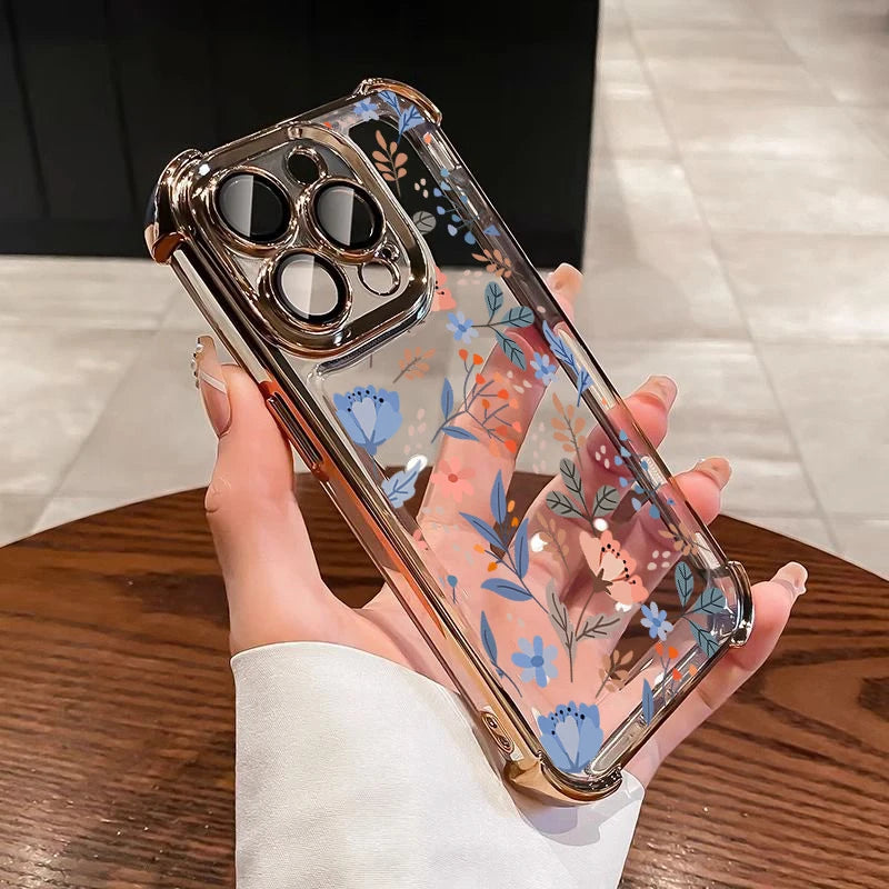 Phone Case For Xiaomi Note 15 14 13 Pro Plus 5G 12 11 4G Redmi 15C 15 14C 12C Small Flower Candy Plating Corner Clear TPU Cover