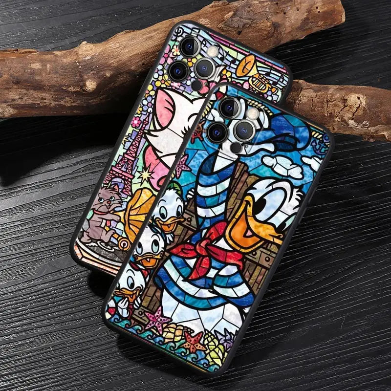 Disney Stained Painting Minnie Mickey Case For iPhone 17 16 15 14 13 12 11 Pro Max Plus Cover For iPhone 17Pro 17E Air 16e Funda