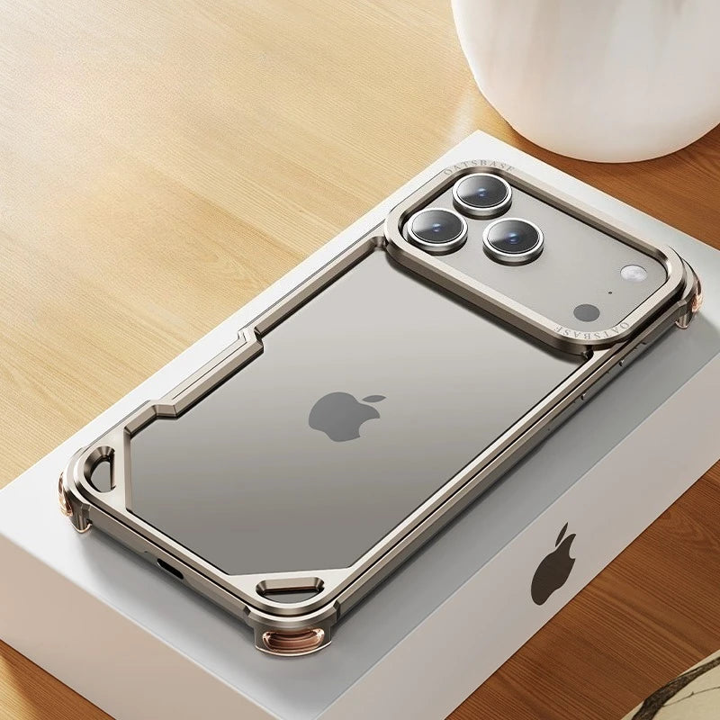Oatsbasf Metal Magsafe Phone Case for iPhone 17 Air/17 16 15 Pro/Pro Max Ultra-thin Frameless Phone Case Air Cushion Shockproof