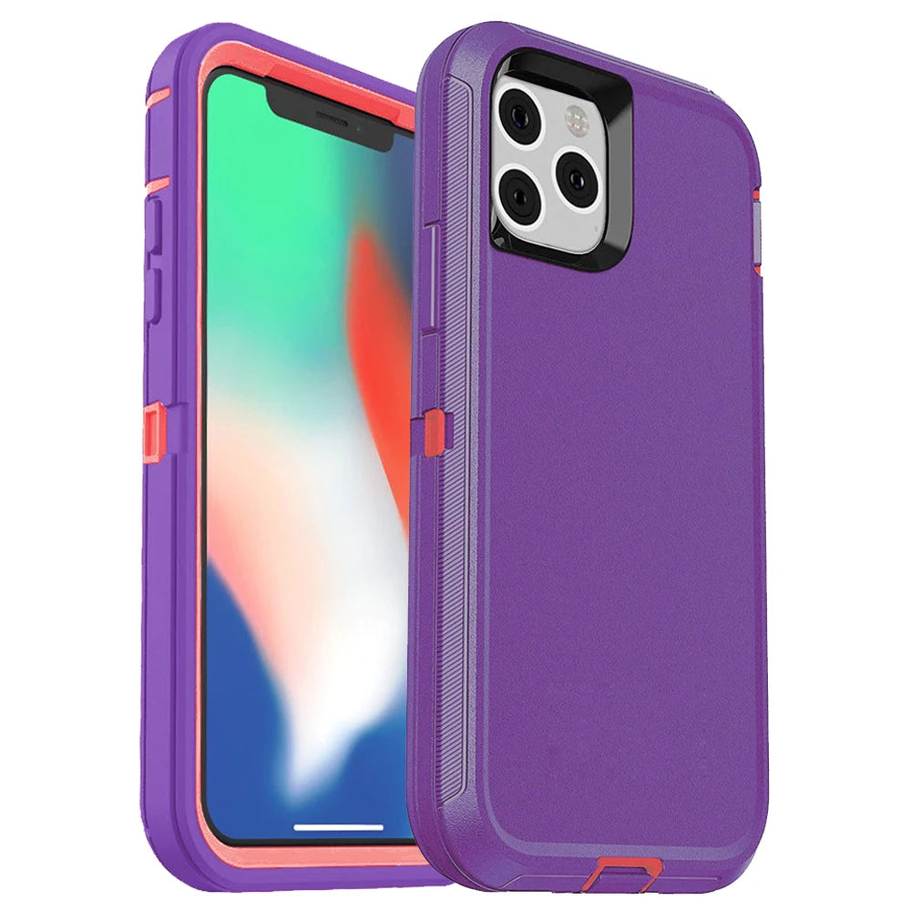 3 in1 For iPhone 15 14 Plus 13 12 11 Pro Max XS Max Shockproof Defend Case Cover+Belt Clip Heavy Duty Case For iPhone 7 8 Plus