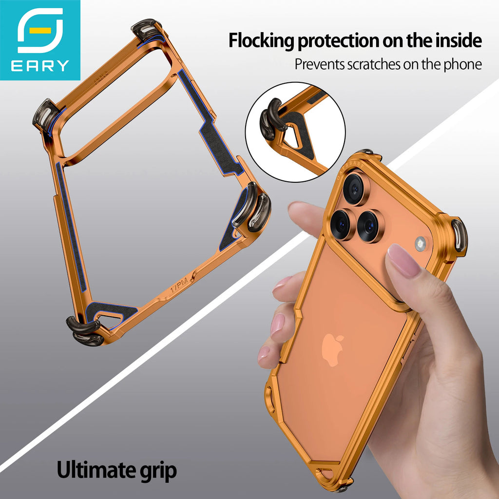 Eary for iPhone 17 Pro Max Air Phone Case Aluminum Alloy Metal Frameless Shell for Magsafe Minimalist Anti-Drop Protective Cover