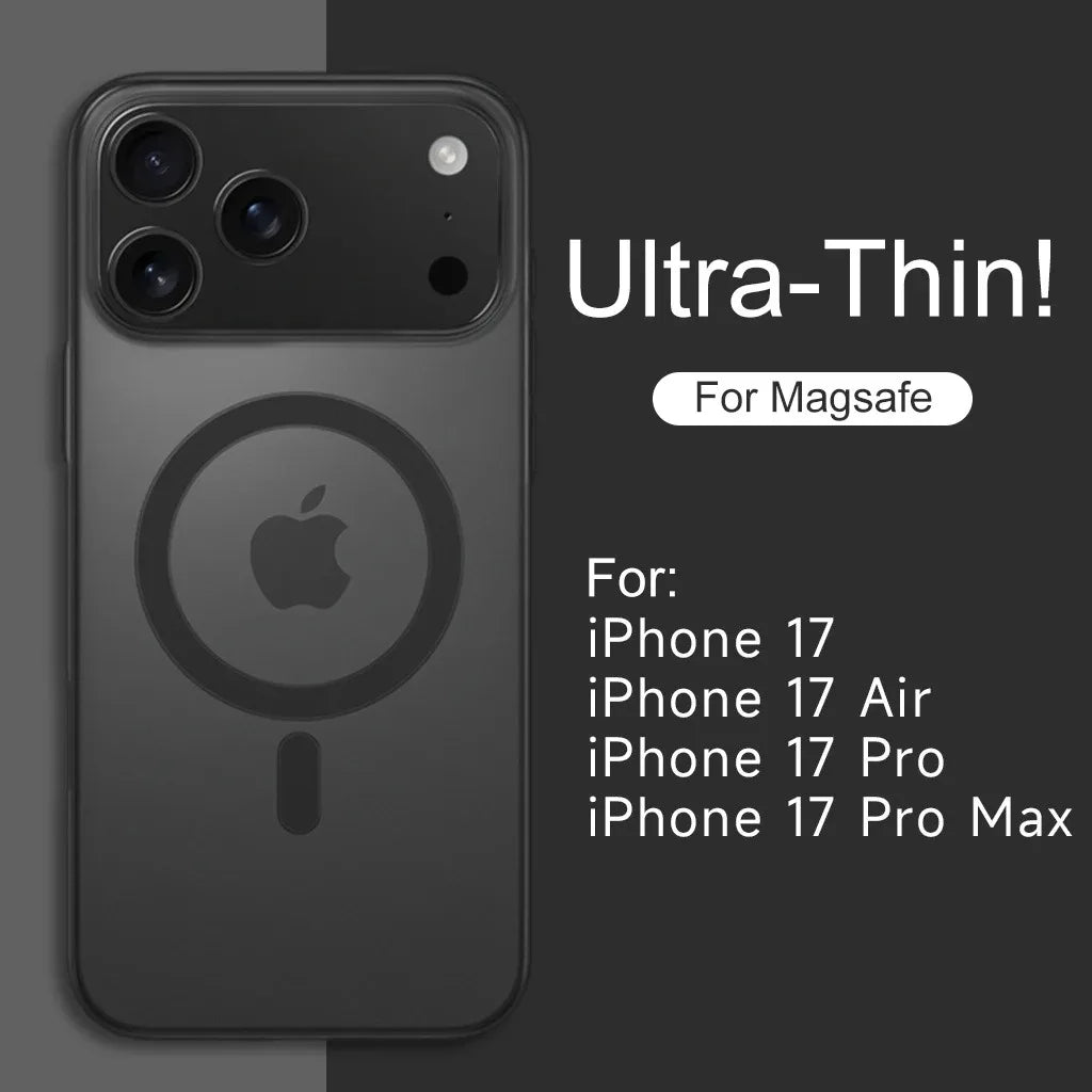 Luxury Matte Ultra Thin Clear For Magsafe Wireless Charge Case For iPhone 17 Air 16E 15 14 Plus 13 12 11 Pro Max Hard PC Cover